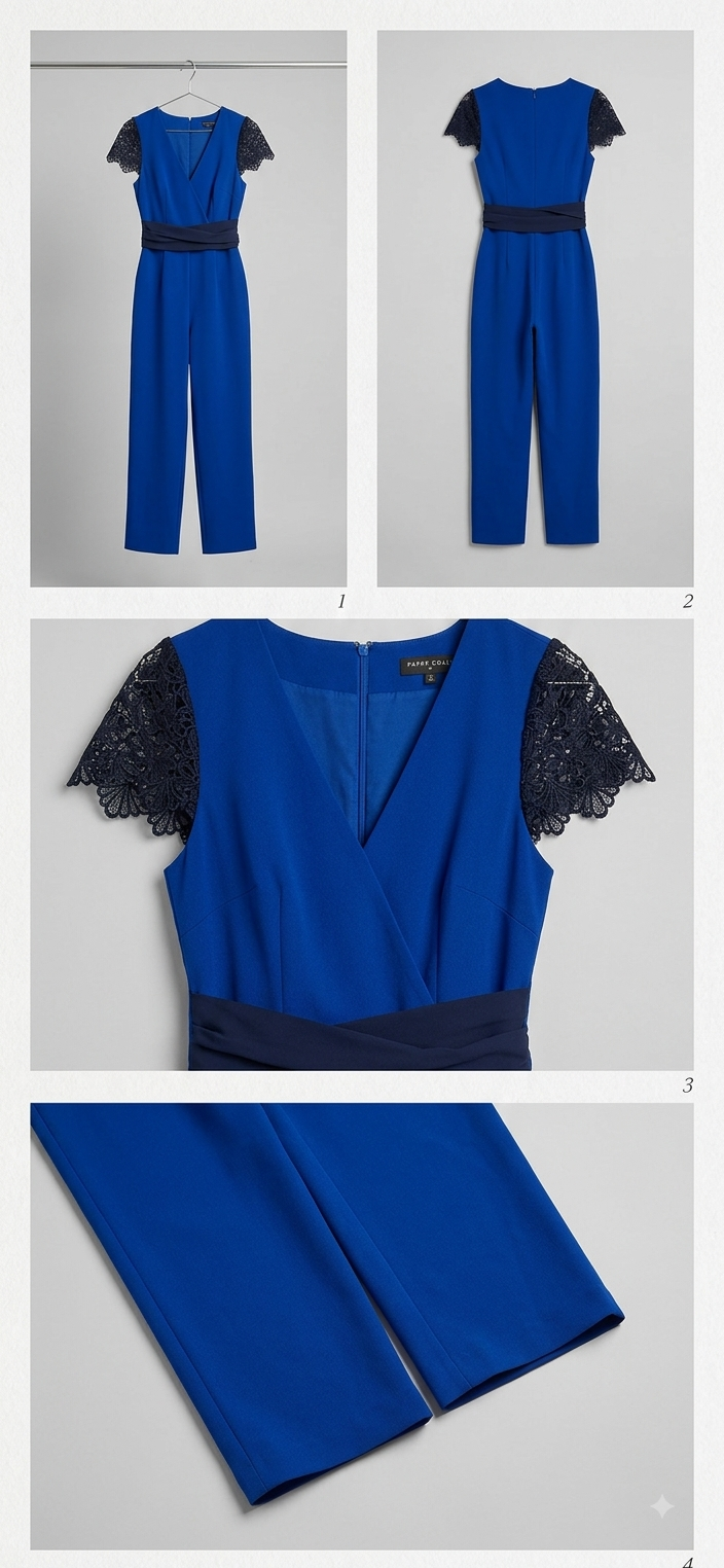 Little Mistress Paper Dolls Cobalt Blue Wide-Leg Jumpsuit — Occasion Wear Party Evening