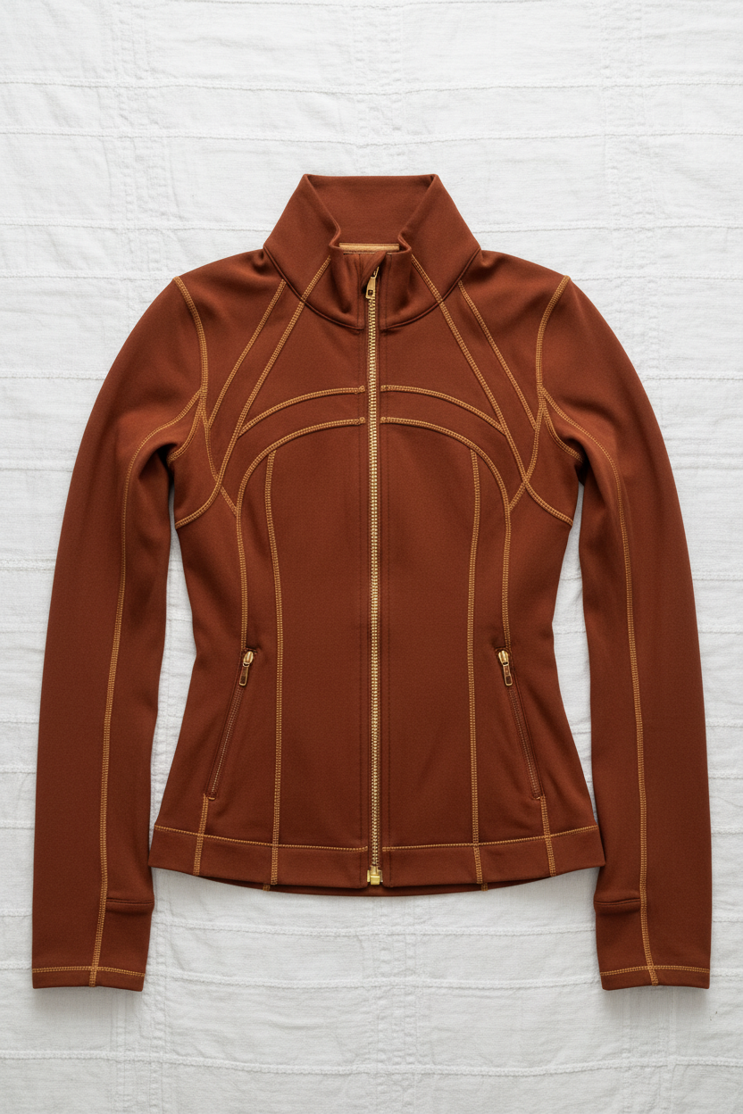 Front flat lay rust jacket
